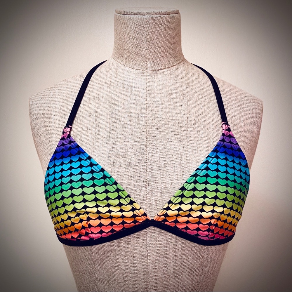 Joe Boxer Rainbow Hearts Bikini Top